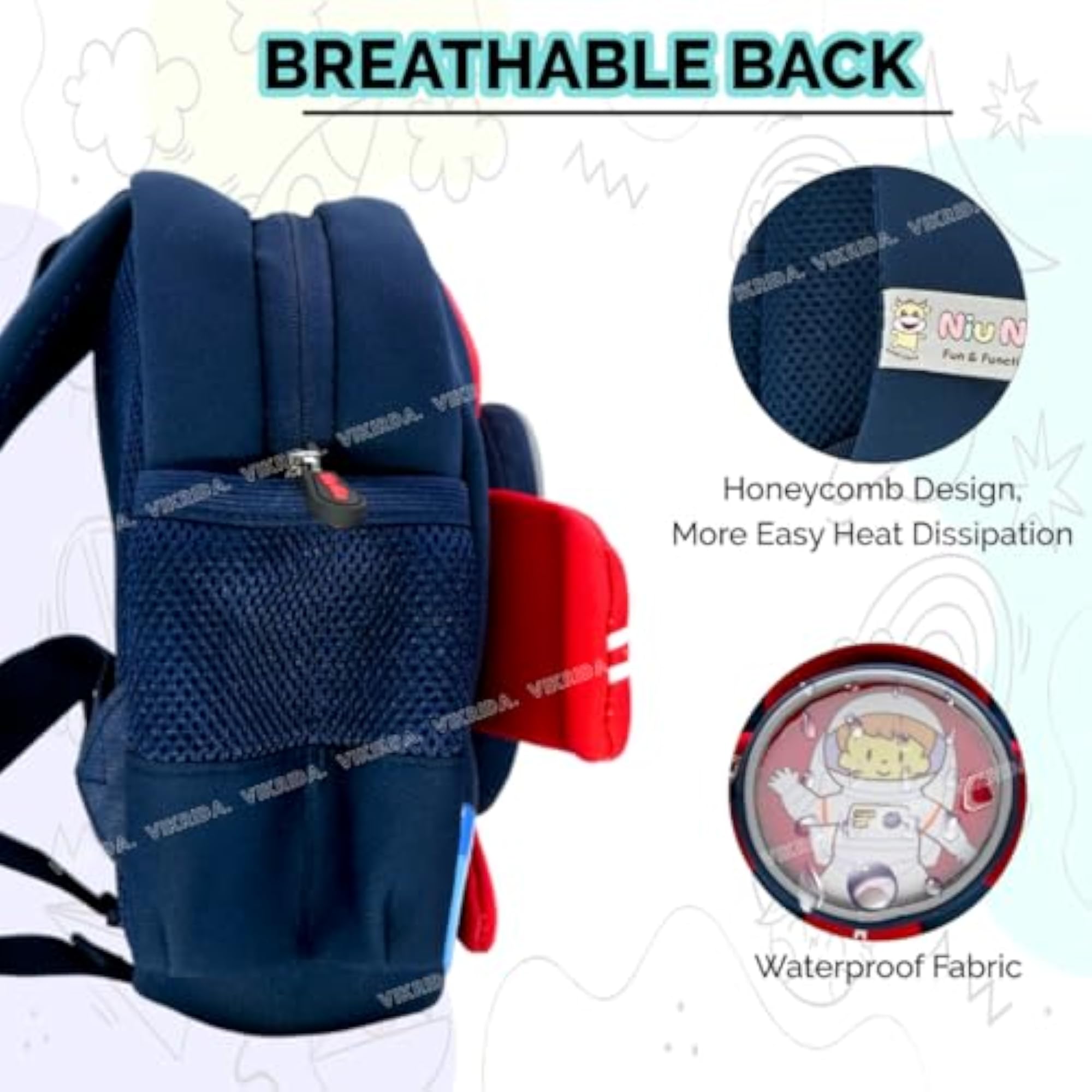 3D Soft Plush Cartoon Kids School Backpack, Astronaut Design