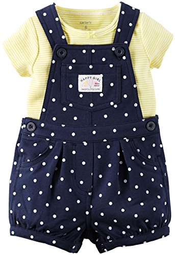 Carter's Baby Girls' 2 Piece Dot Shortall Set - Navy - 3 Months