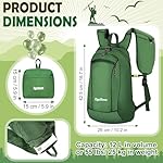 12L Ultralight & Thin Packable Daypack, Small Foldable Hiking Backpack Travel Bag, Water Resistant Day Pack for Men Women - Image 5