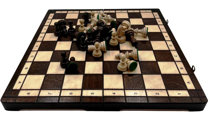Gra w szachy - szachy olimpijskie - składana szachownica | 35 x 35 cm | z drewna i 32 figurki szachowe - Chess Set