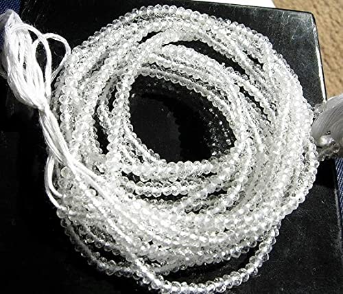 LKBEADS White az Micro Faceted Rondelles 14 Inches Strand. strand 3.5mm