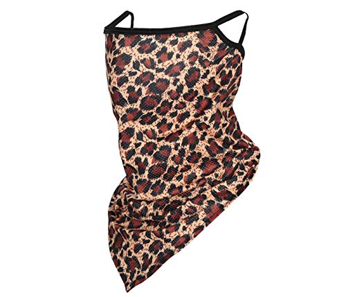 Alsino Protector bucal 2 en 1 pañuelo y pañuelo para el cuello, diseño de ajuste fijo  transpirable extra largo cubre la boca, la nariz y el cuello (leopardo marrón)