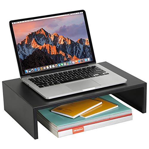 DESIGNA Black Monitor Stand, Computer Monitor Arms & Stands Laptop TV Printer Metal Platforms Stands Shelves Risers Desktop Workspace Organizers 11