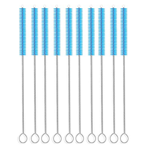 desin Long Straw Brush, Nylon Pipe Tube Cleaner 10-ihch X 2/5-inch Set of 10 (Blue)
