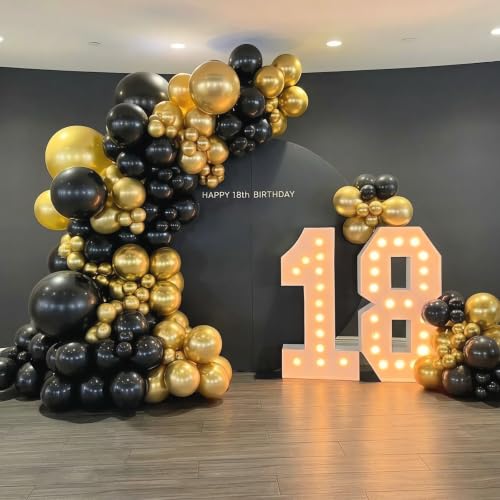 Image of YMSZ Black and Gold Balloons, 100pcs 12Inch Graduation Birthday Balloons | Black and Gold Birthday Decorations for Men Graduation 2026, Retirement, New Year, Birthday, Anniversary Party Decorations