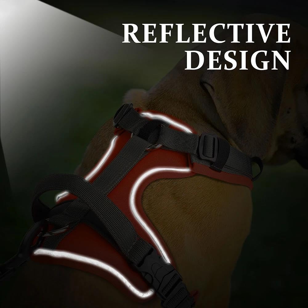 Imbracatura per Cani Riflettente per Esterni, per Passeggiate, addestramento, Campeggio, Caccia, Regolabile, Anti-tiro, con Maniglia di Controllo (Nero, L)