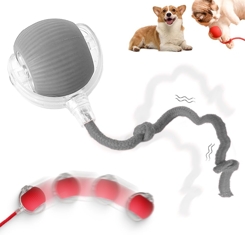 Interactive Rolling Dog Ball - 2025 Upgraded Version 360 Intelligent Automatic Moving Toy for Dogs and Cats Gray