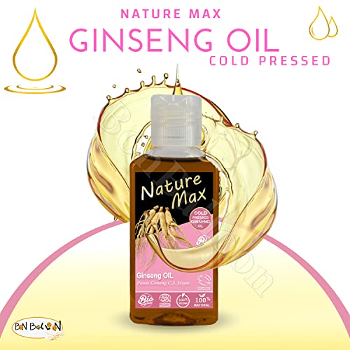 Nature Max Ginseng Oil Organic Natural Undiluted Pure For Hair Skin Care & Food Cold Pressed Premium (1 Pack = 2.70 Oz / 80 Ml) زيت جنسنج #TOP2