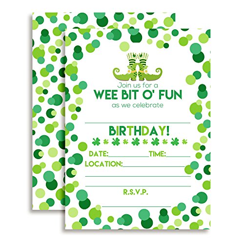 Invitaciones de San Patricio Amanda Creation con sobres para fiesta de cumpleaños infantil x20