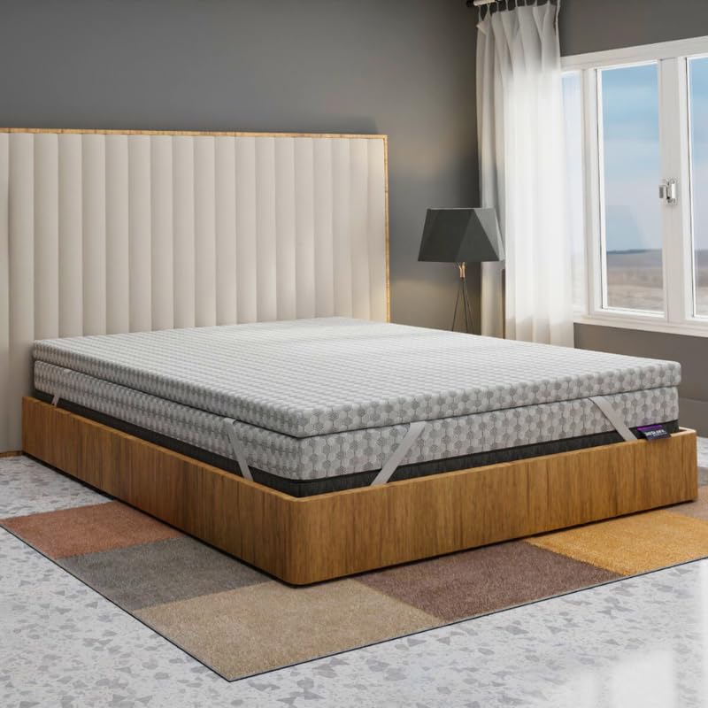 Restofit 2 Inch Gel Infused Memory Foam Mattress Topper | 75x60x2 Inches, Queen Size Topper | Cooling Pad for Back Pain, Bed Topper with Viscose Cotton Fabric, Soft & Breathable