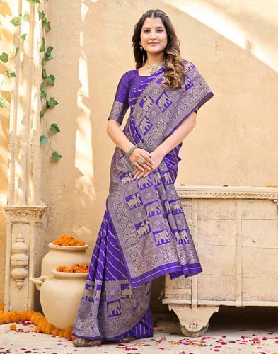 Image of SIRIL Women's Banarasi Silk Saree Pure Silk Saree With Unstitched Blouse Piece