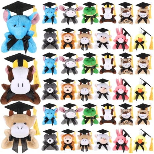 Arrowbash 36 Pcs 2026 Graduation Mini Stuffed Animal with Cap End of Year Student Gift from Teacher Class of 2026 Stuffed Bear Keychain Mini Grad Animal Lion for Graduation Party Favor Exchange Gift