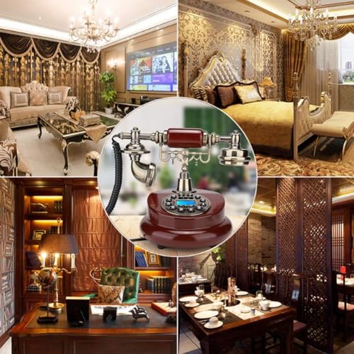 Image of Scizor Home Office Decor Landlines Fashion Creative Antique European Pastoral Retro Wired Phone, Nostalgic Style, Rotary Dial, with Resin Body, Used for Office Home Living Room Telephone Line (SC-05)
