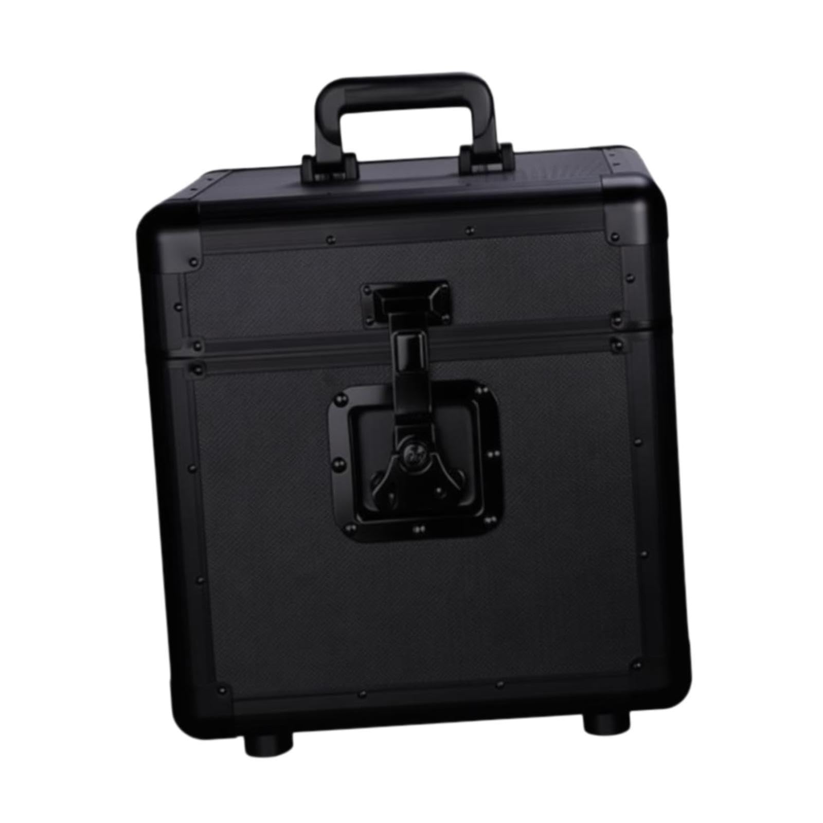 Generic Scatola Porta Dischi in Vinile, Resistente, Pratica, in Lega di Alluminio Ad Alte Prestazioni, Ideale Come Regalo, L Tutto Nero