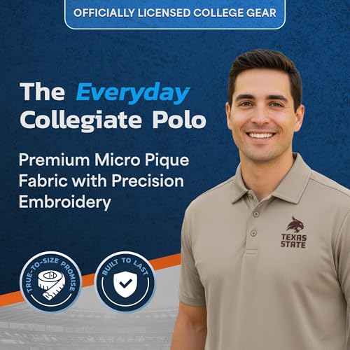 Polo para Hombre NCAA College - Logo Atlético Bordado Oficial, Polo de Golf Micro Pique con Control de Humedad, UPF 50 miniatura 2