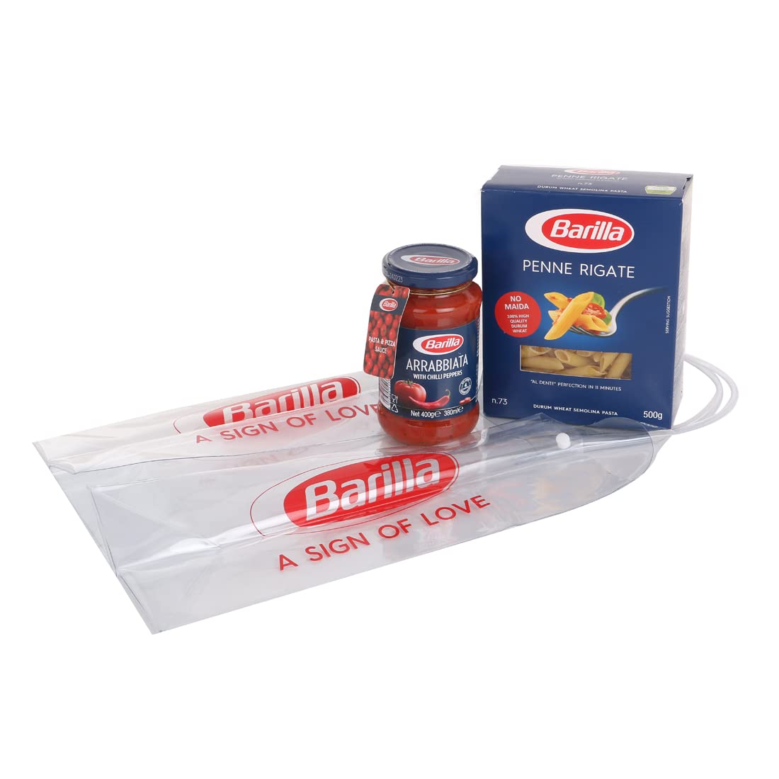 Barilla Combo Pack - Penne Pasta 500gm + Arrabbiata with Chilli Peppers Sauce 400gm + Free Shopping Bag