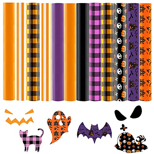 Souarts 12 Sheets Glitter Heat Transfer Vinyl Bundle 12'' x10'' Thanksgiving HTV Iron on Vinyl Pattern Permanent Transfer on T-Shirts Clothes,DIY Transfer Vinyl for Craft Cutter Machine