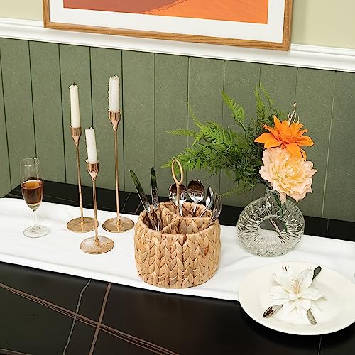 Kolwoven ROUND FLATWARE ORGANIZER Wicker Flatware Organizer, Kitchen Utensil Holder For Countertop, Silverware Caddy Natural Woven Flatware Caddy thumb #6
