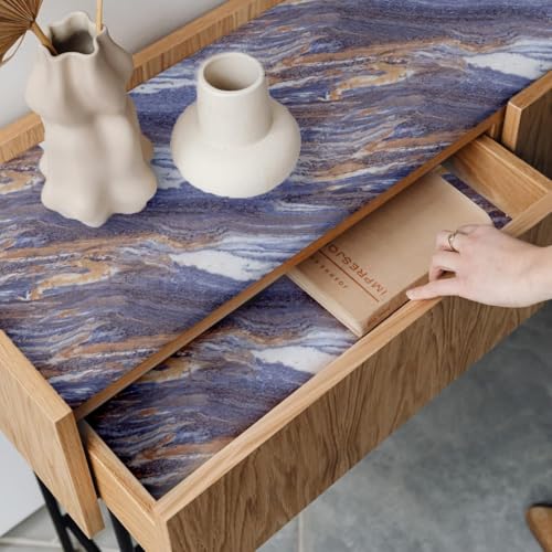 Image of Self Adhesive Marble Wallpaper Kitchen Oil Proof & Waterproof Wallpaper for Cabinet Makeover, Almirah, Plastic & Tabletop, Wardrobe (60x200cm) (New Purple Brown)