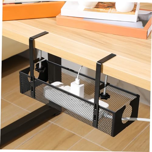 Organizador de cables para escritorio Bandeja portacables resistente de alambre metálico para oficina en casa miniatura 3
