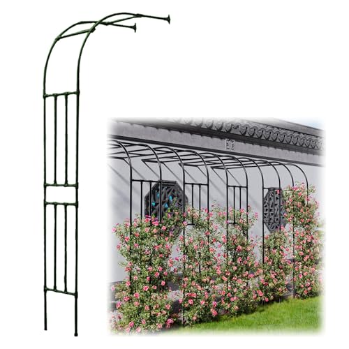 Elegante arco de jardín medio lateral de metal para plantas trepadoras, cenador de rosas sólido para patio al aire libre, decoración de bodas y espacios interiores de jardín