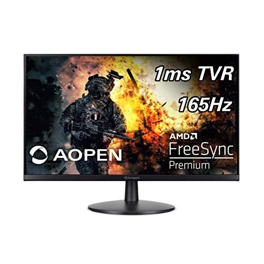 AOPEN 24MV1Y Pbmiipx 23.8" Full HD (1920 x 1080) Gaming Monitor | AMD FreeSync Premium Technology | Up to 165Hz | 1ms TVR | 2 x HDMI Ports & 1 x Display Port, Black