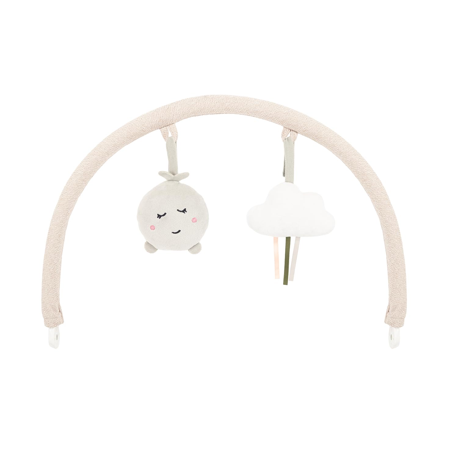 Balancelle MoMi Pearl 9 kg, siège 360°, LED, Bluetooth, télécommande, piles ou secteur, câble USB, harnais 5 points, arche avec jouets