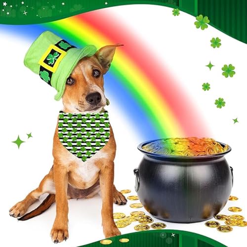 St. Patrick's Day Dog Bandana, 2 Pack Adjustable Holiday Party Pets Saint Patrick Day Bandana Lucky Triangle Bibs Cat Scarf Set — view 6