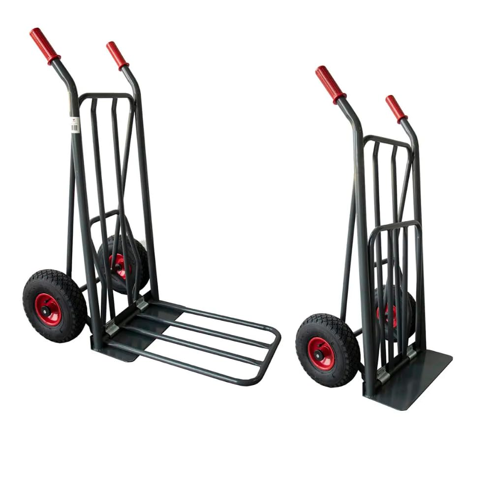 Svelt Carrello Portapacchi Professionale 250 kg con Pedale Ergonomico Brevettato | Carrello in Acciaio con Pedana Ribaltabile Maggiorata | Ruote Pneumatiche | Per Magazzino, Cantiere e Logistica
