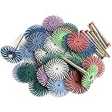 30Pcs 1 Inch/ 25mm Radial Bristle Disc Set with 4 Mandrels 80/120/220/400/600/1000 for Grit Abrasive Brush Gap Rotary Cleaning Polishing Wheel