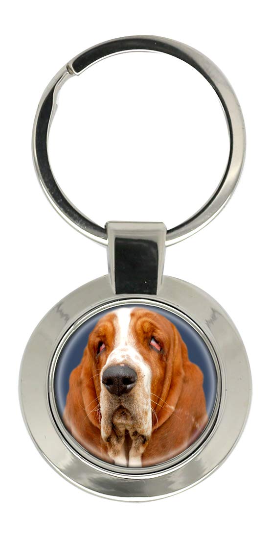 Giftshop Uk Unisex Silver Coloured Metal Basset Hound Key Ring