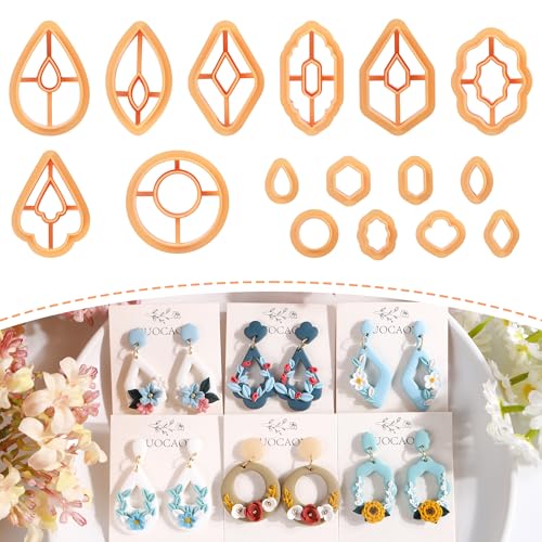 Puocaon Polymer Clay Cutters - 16 Pcs Mix Dangle & Drop Craft Clay Earring Cutters