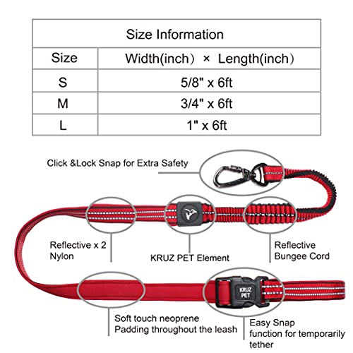 Kruz Pet Kzv2072-05L 6 Ft Bungee Leash – Wearable Jogging Leash – Over The Shoulder Hands Free Leash – Strong Reflective Heavy Duty Safety Leash With Locking Carabiner Clip, Large, Gray #TOP6