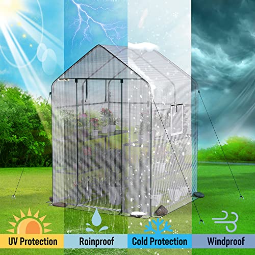 image for WORKPRO Greenhouse, 56” x 56” x 77” Heavy Duty Walk in Greenhous