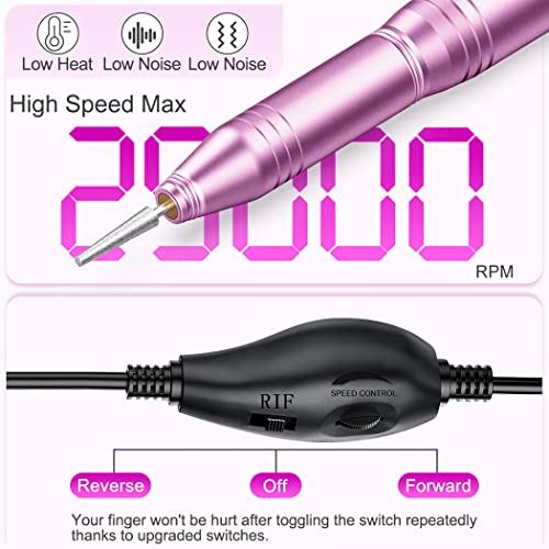 NAILGIRLS Electric Nail File, Portable Nail Drill USB 25000RPM Professional Nail Drill Machine for Acrylic Gel Nails Efile E File Manicure Pedicure Polishing Shape Tools for... - Image 2