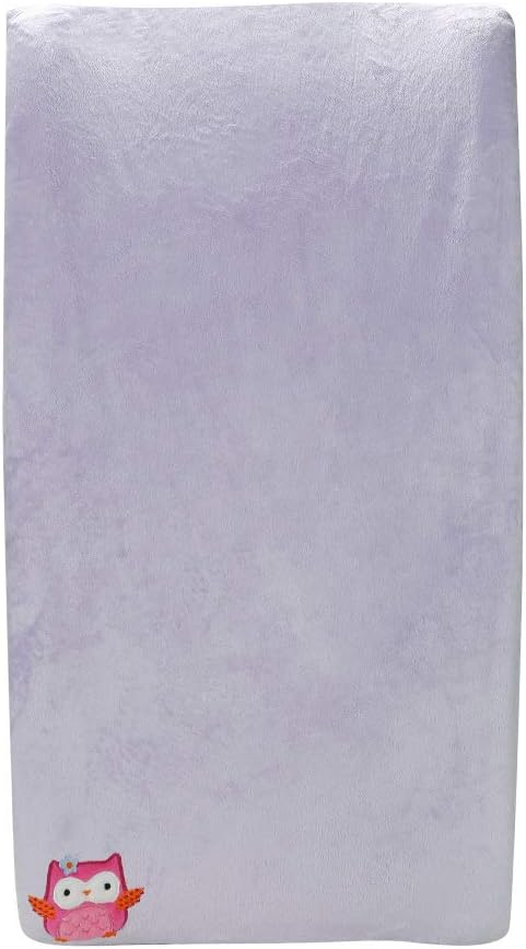 1 PC Embroidery Owl Nursery Sheet Purple Changing Sheet for Baby Girl (1 Sheet)
