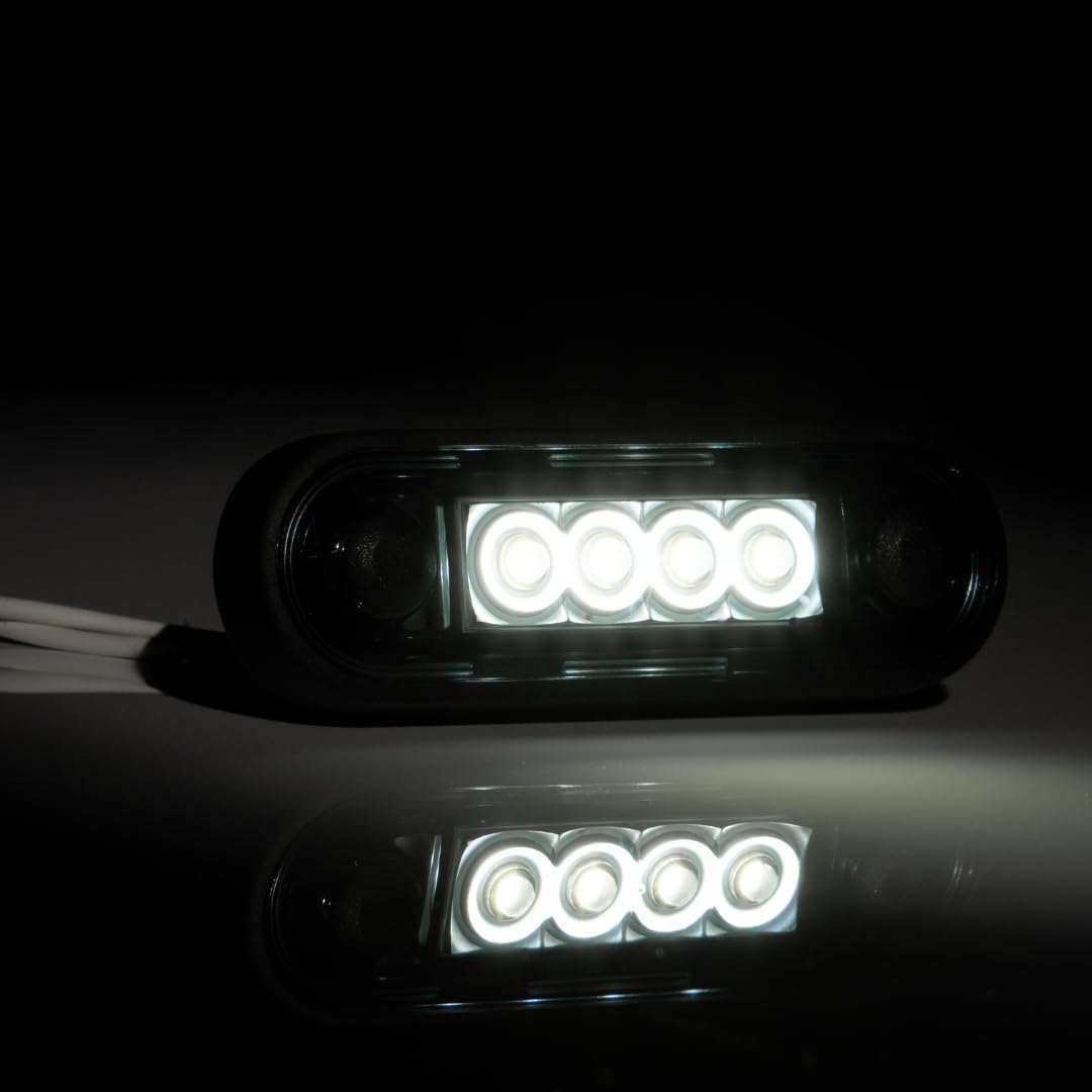 DARK SLIM – Białe LED światła obrysowe 12V/24V | lampy pozycyjne do samochodów osobowych ciężarówek autobusów przyczep kamperów maszyn rolniczych ATV | 2 sztuki uniwersalne/wodoodporne