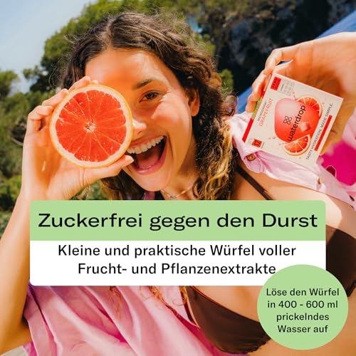 waterdrop® Microdrink Limonade: Zitrone, 12 Drops Würfel, zuckerfreies Getränkpulver, fruchtige Sorte, Frucht- und Pflanzenextrakten, mit wertvollen Vitaminen, Wasserzusatz