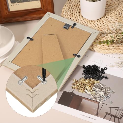 Image of uxcell 200pcs Picture Frame Backing Clips, 0.75 inch Photo Frame Turn Buttons Fasteners Hardware Corner Clip with 200pcs Screw for Hanging Pictures Craft Drawings, Silver