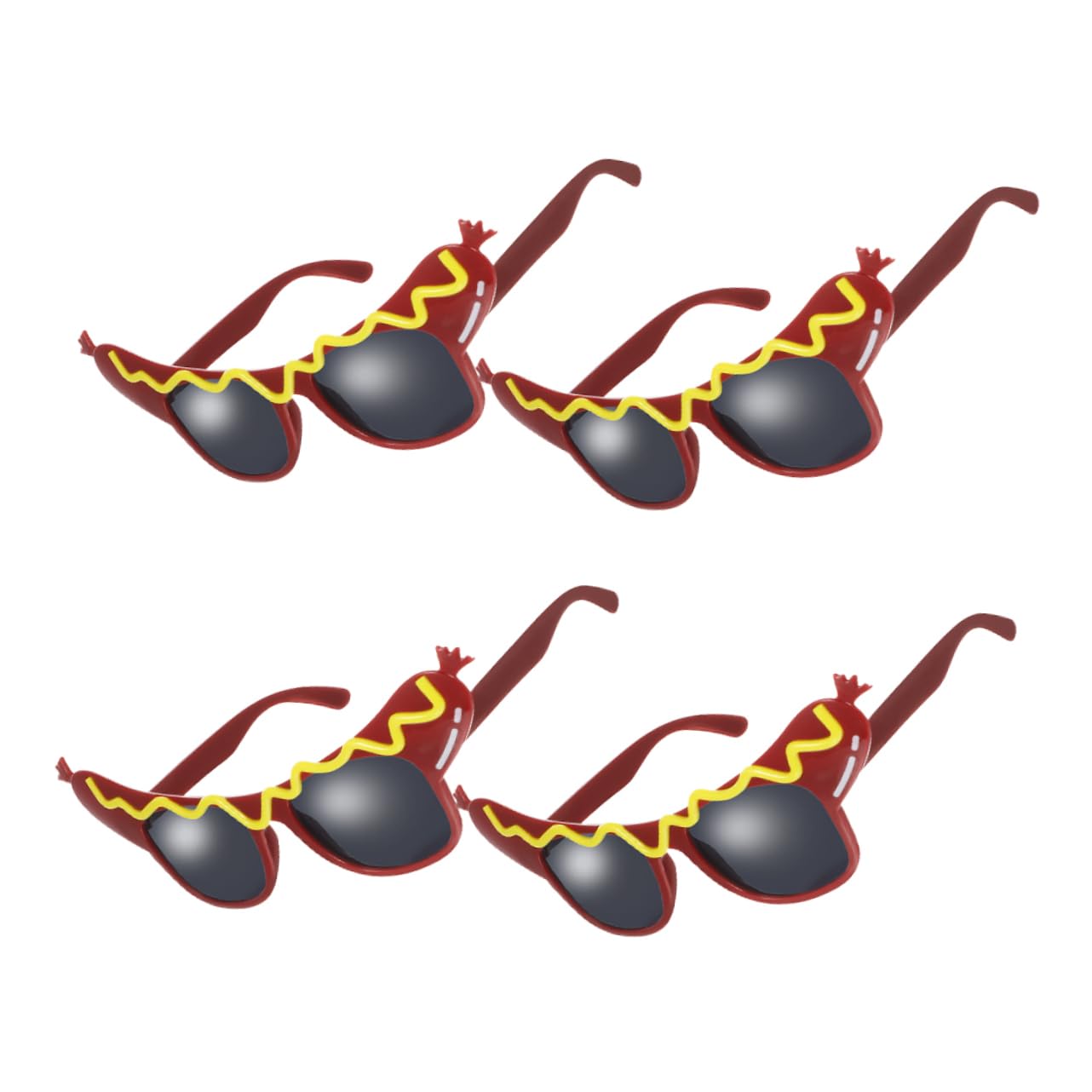 BESPORTBLE 4Pcs Hot Dog Shaped Glasses for Halloween Year's Eve and Carnival Parties Funny Photo Props for Adults Attention Grabbing Costume Accessories