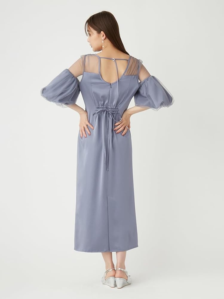 Amazon.co.jp: [フレイ アイディー] チュールコンビパフスリーブドレス