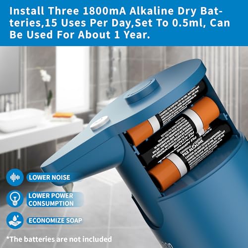 Image of Automatic Soap Dispenser Touchless, Hands-Free, Multi Adjustable Volume, Long Battery Life, Compatible with Thick & Thin Dish /Hand Soap for Bathroom and Kitchen, Easy for Toddlers, Blue