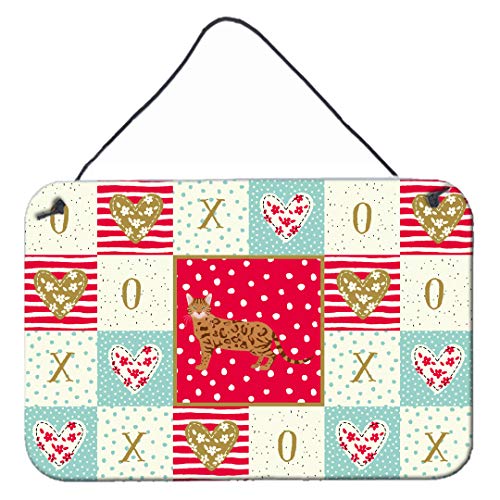 Caroline's Treasures CK5563DS812 Bengal #2 Cat Love Wall or Door Hanging Prints, Red Aluminum Metal Sign Kitchen Wall Bar Bathroom Plaque Home Decor, 8x12, Multicolor