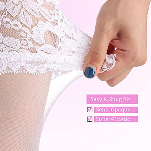 Image of G&Y Thigh High Stockings with Silicone - 15D Sheer Lace Top Nylon Stay Up Pantyhose for Women