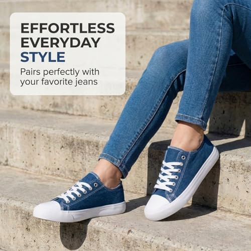 Image of Canvas Shoes for Women, Women's Fashion Sneakers | Casual Low Top, Lace Up, Rubber Sole, Canvas Upper, Cushioned Insole