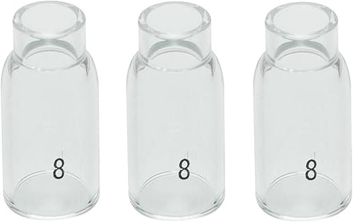 RIVERWELD Boquilla de cuarzo transparente 54N14#8 Copas TIG de vidrio Pyrex 54NQ-14-8 # 1.850 in para SR WP 17 18 26 TIG Antorchas de soldadura 3pk