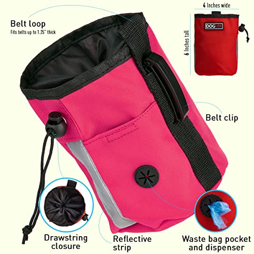 Image of Dogline Dog Treat Pouch: Puppy Training Bag, Pet Kibbles and Snacks Holder, Litter Waste Bags Dispenser with Adjustable Drawstring Closure, Large Capacity with Mesh Pocket, Strong Nylon Material