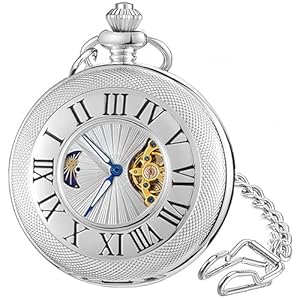 OBTAIN Vintage Pocket Watches for Men Mechanical Pocket Watch with Chain Dad Mom Gifts for Mother Father Birthday Gifts Imitated Tourbillon Watches, Moon Phase Pocket Watches