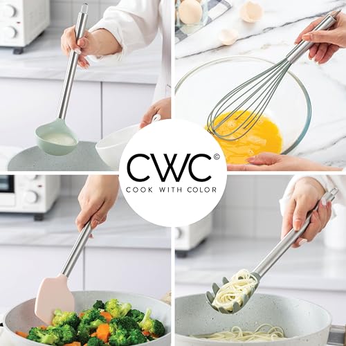 Cook with Color Silicone Cooking Utensils, Kitchen Utensil Set, Easy to Clean Silicone Kitchen Utensils, Cooking Utensils for Nonstick Cookware, Kitchen Gadgets Set, 38 Piece, Mint by COOK WITH COLOR - Image 4