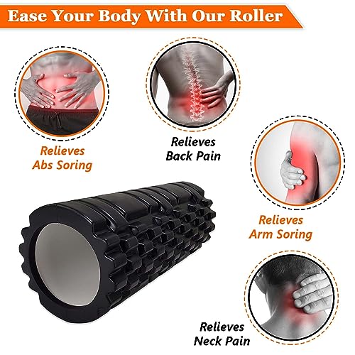 Foam Roller Black with 3 Resistance Level Bands - Lightweight Foam Rollers for Muscles Provides Relief from Pain Fatigue Improves Tissue Recovery - Massage Roller for Gym, Yoga Pilates - Image 5